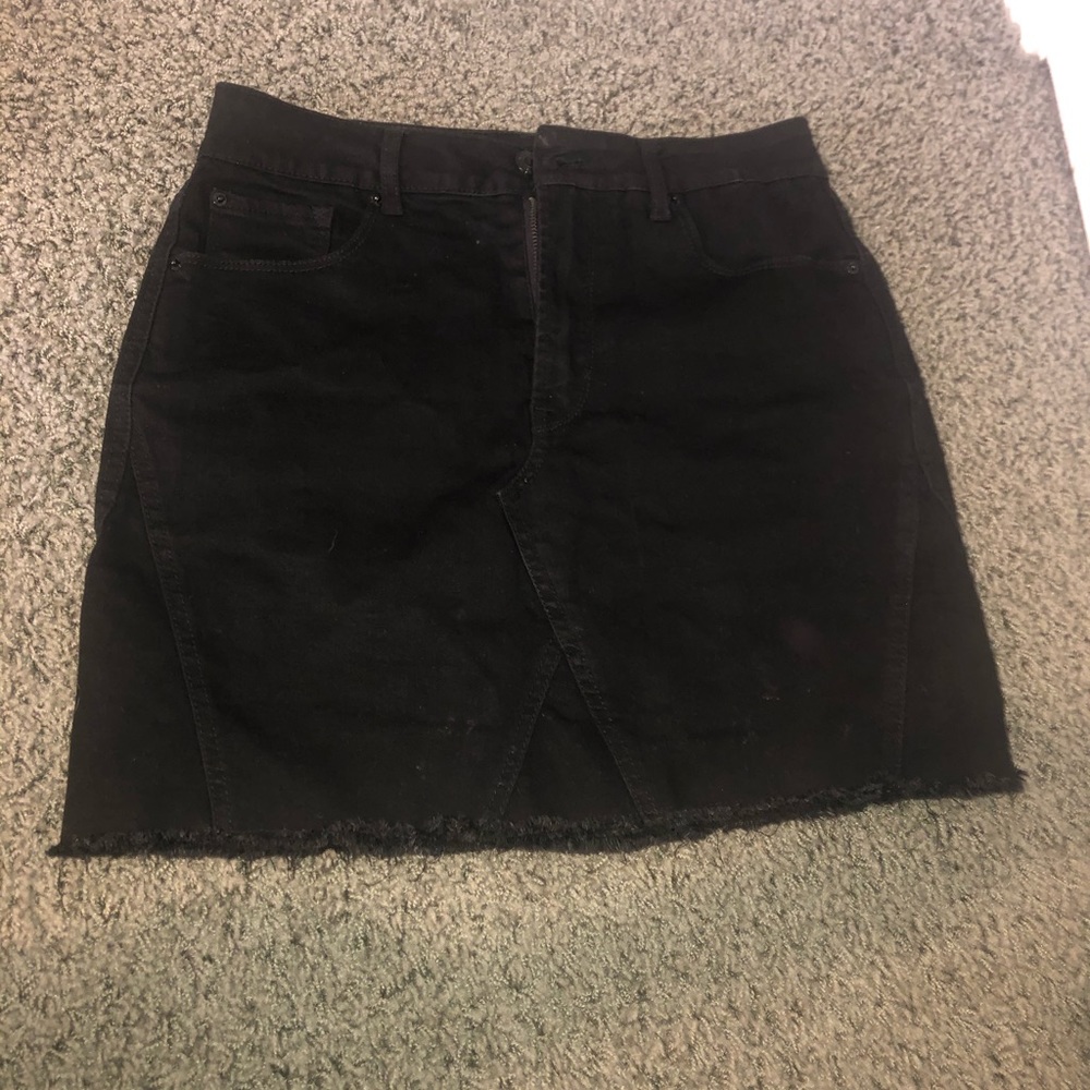 Black denim mini skirt